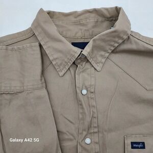 Wrangler Western Shirt Mens XL Beige Cowboy Rodeo Long Sleeve Button Up